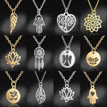 Spiritual Stainless Steel Necklace - Lotus / OM / Hamsa Hand / Tree of Life / Dream Catcher-Your Soul Place